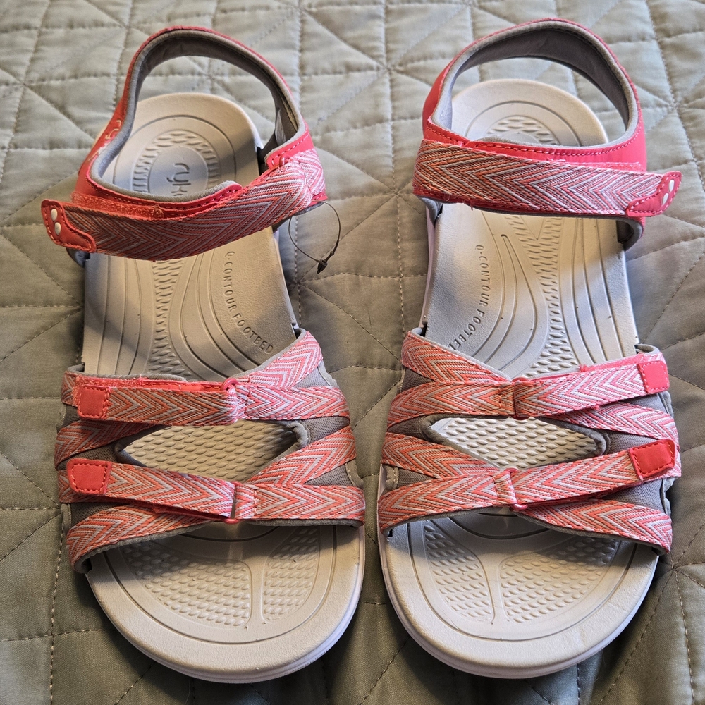 Ryka Women's Pink and Gray Strappy Sandals